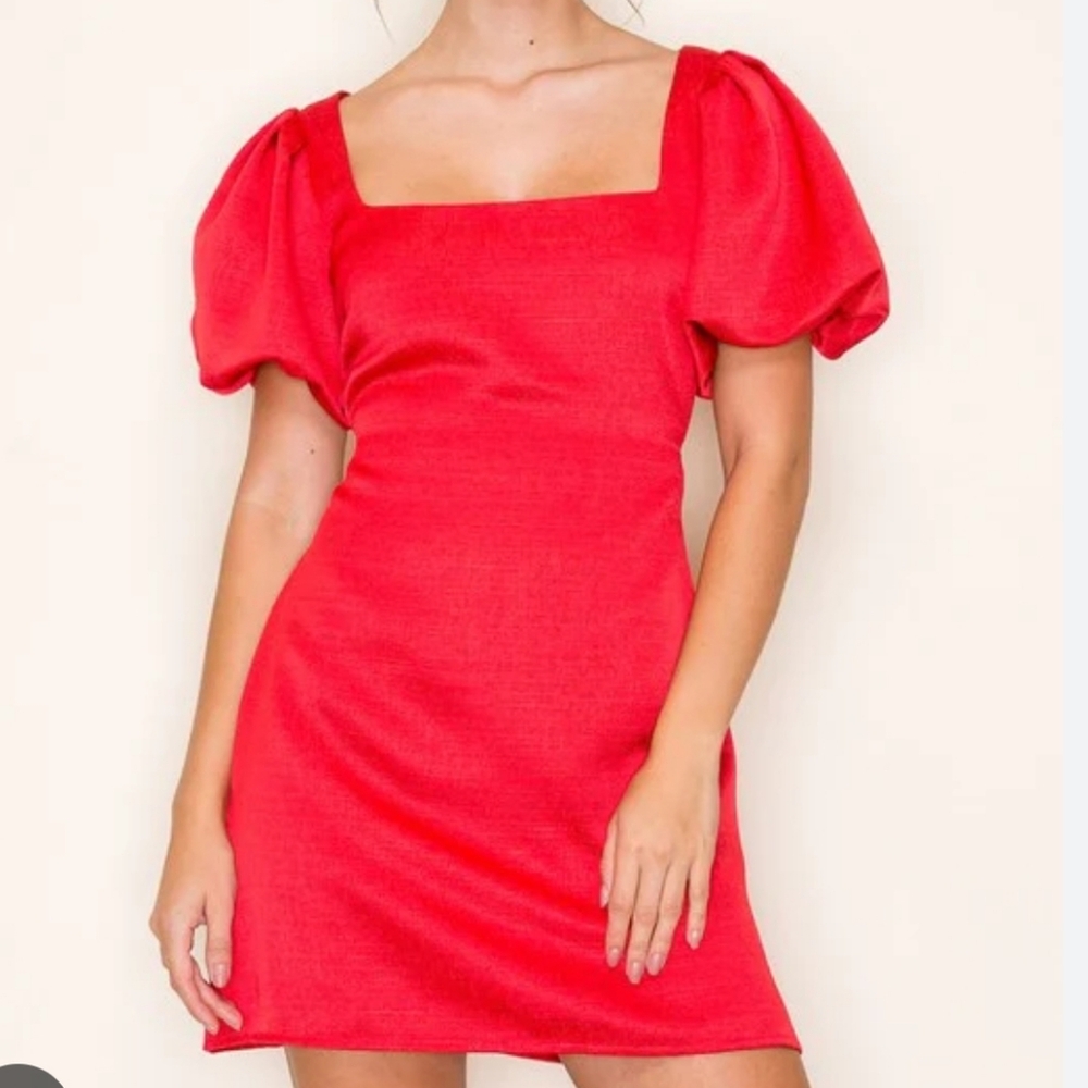 Le Lis NWT Red Puff Sleeve Dress Sz L Valentines Day Style!